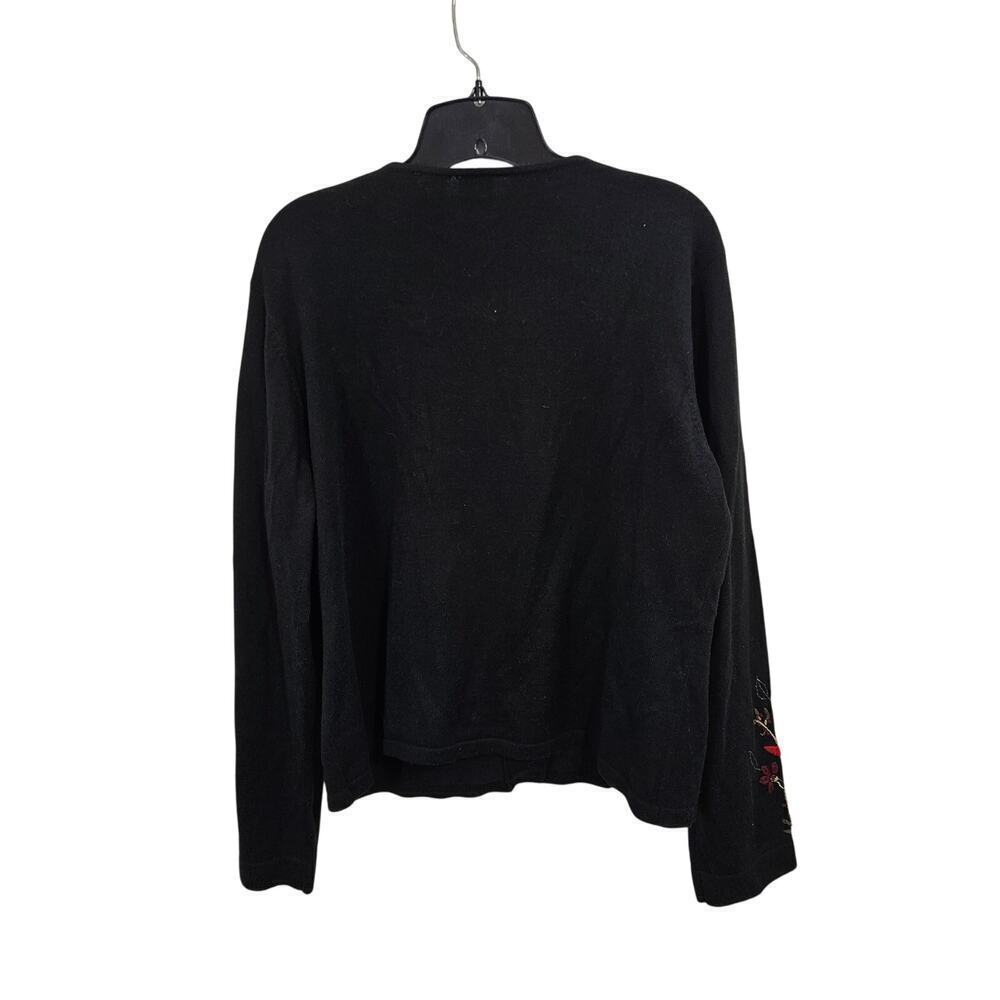 Floral Embroidery Black Snap Front Cardigan Womens Size Large - Picture 4 of 6